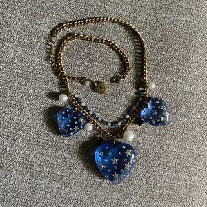 Betsey Johnson Heavens to Betsey Starry Puff Hearts Necklace
